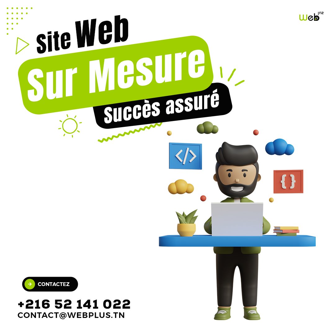 WebplusTn's tweet photo. Confiez-nous la création de votre site web, la solution idéale pour votre projet : rapide et compétitive !

Pour plus d'informations:
📞 52 141 022
📧 contact@webplus.tn https://t.co/fFIBTFtobN