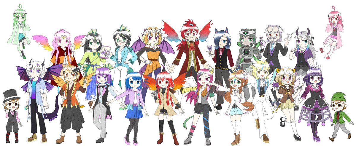 #とにかくワチャーッと集合してる絵を晒す見た人もやる それでは・・・
