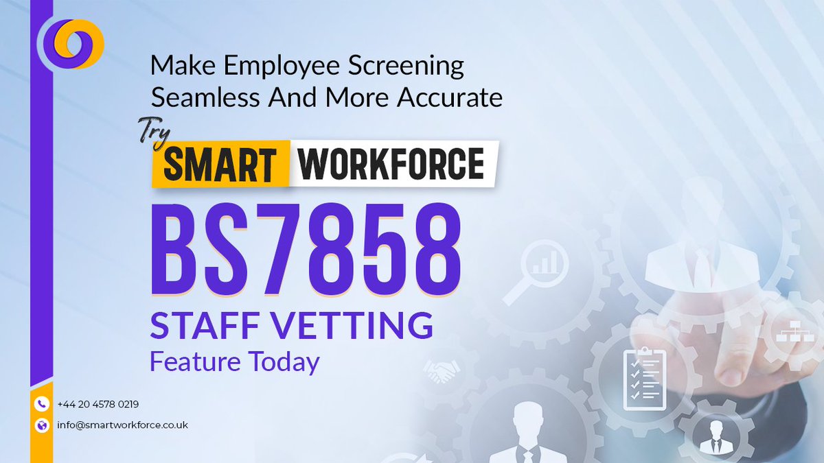 With Smart Workforce, employers can screen applicants per the BS7858 vetting standards, perform comprehensive background checks, and create detailed reports online. smartworkforce.co.uk/book-a-demo/

#screening #security #workforce #management #HR #automation #vetting #employees #BS7858