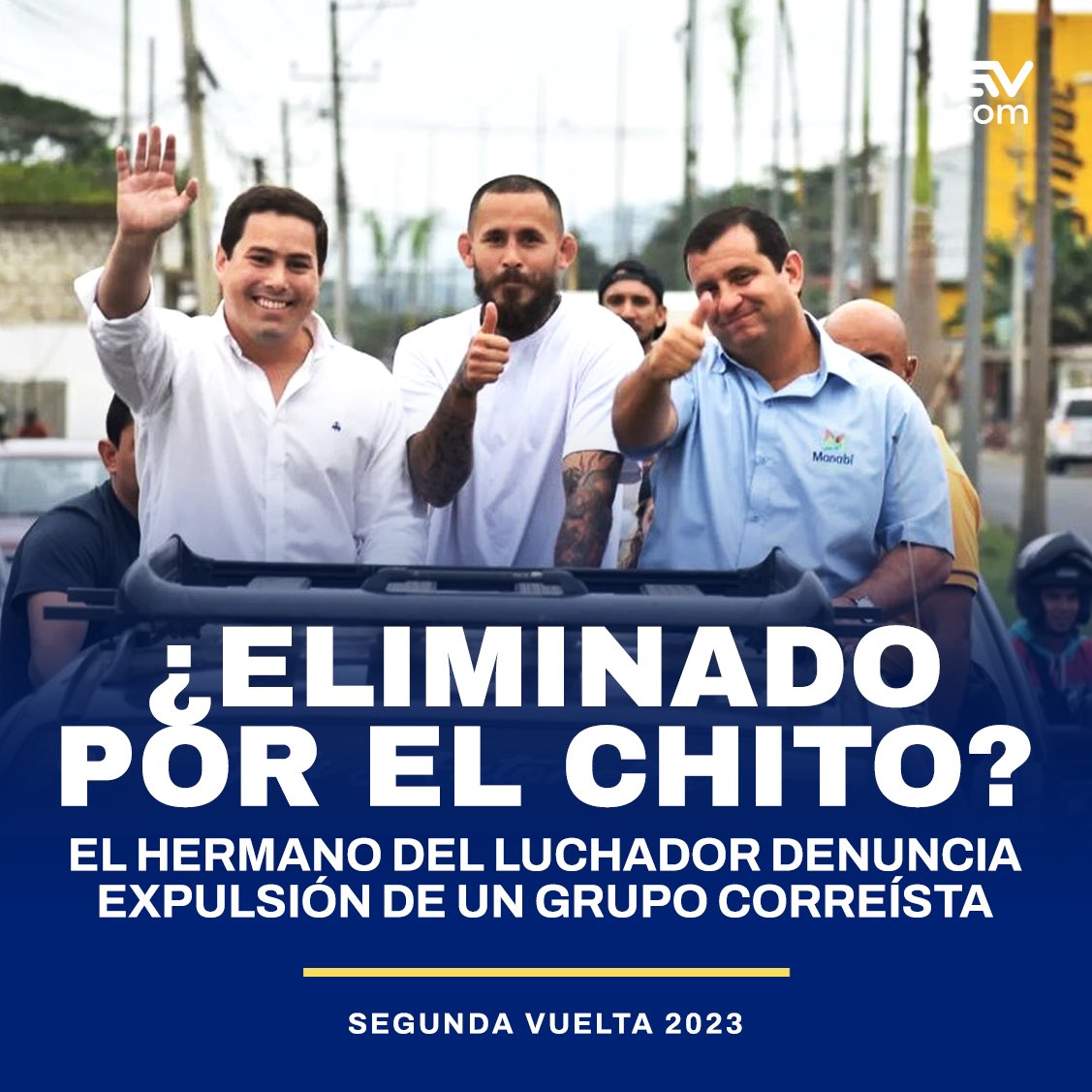 EcuavisaInforma's tweet photo. 📍#Manabí 🗣️El ex candidato a la Alcaldía de Chone, Marlon Vera Delgado, hermano del luchador Chito Vera, denunció haber sido expulsado de un grupo de militantes de la Revolución Ciudadana, presuntamente porque el deportista apoyó abiertamente a Noboa. Lee más 📲 https://t.co/t873qvenGp