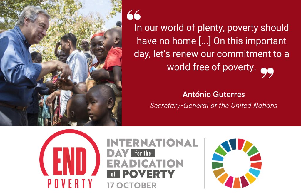 UNDESA's tweet photo. “In our world of plenty, poverty should have no home [...] On this important day, let’s renew our commitment to a world free of poverty.”

-- @‌antonioguterres, Secretary-General of the @‌UN on the #EndPoverty Day.
#GlobalGoals #EveryoneIncluded https://t.co/j6Ni68aQpo