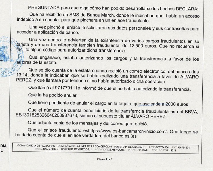 . <a href="/bancamarch/">Banca March</a> Adjunto la denuncia ante la Guardia Civil