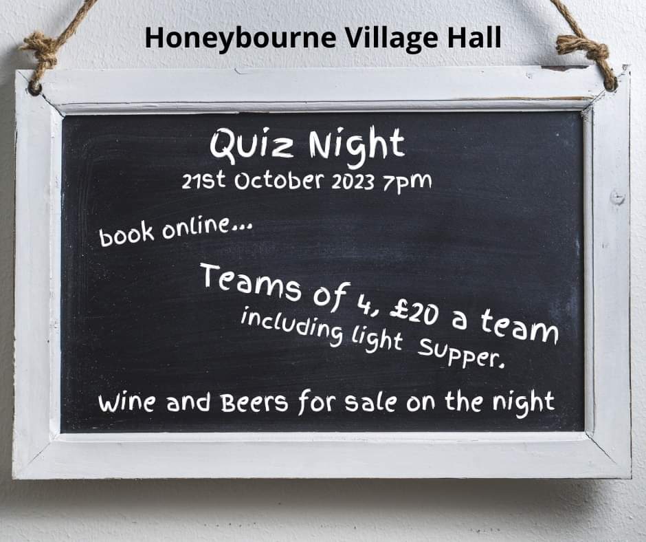 This Saturday 21st October is our fantastic quiz. Book online on our website.