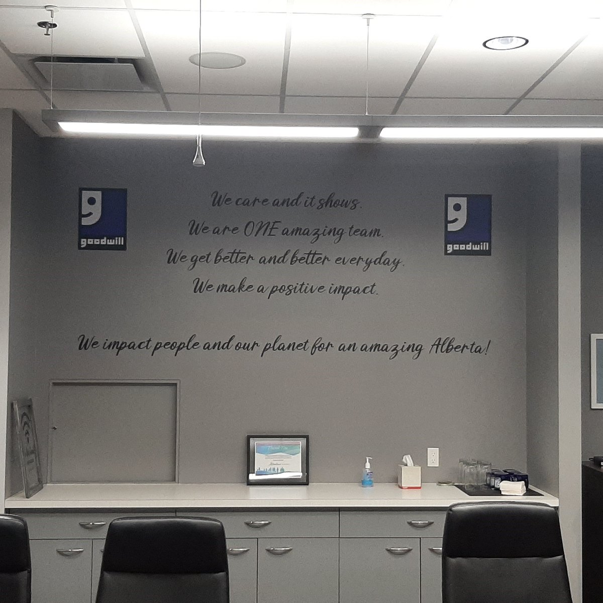 signaramaEDM's tweet image. Take a look at the wall graphics we installed for our friends @GoodwillAB  ! Custom vinyl wall graphics are a great way to add personalization or branding to your walls. #wallgraphics #vinyl #branding #yegsignshop