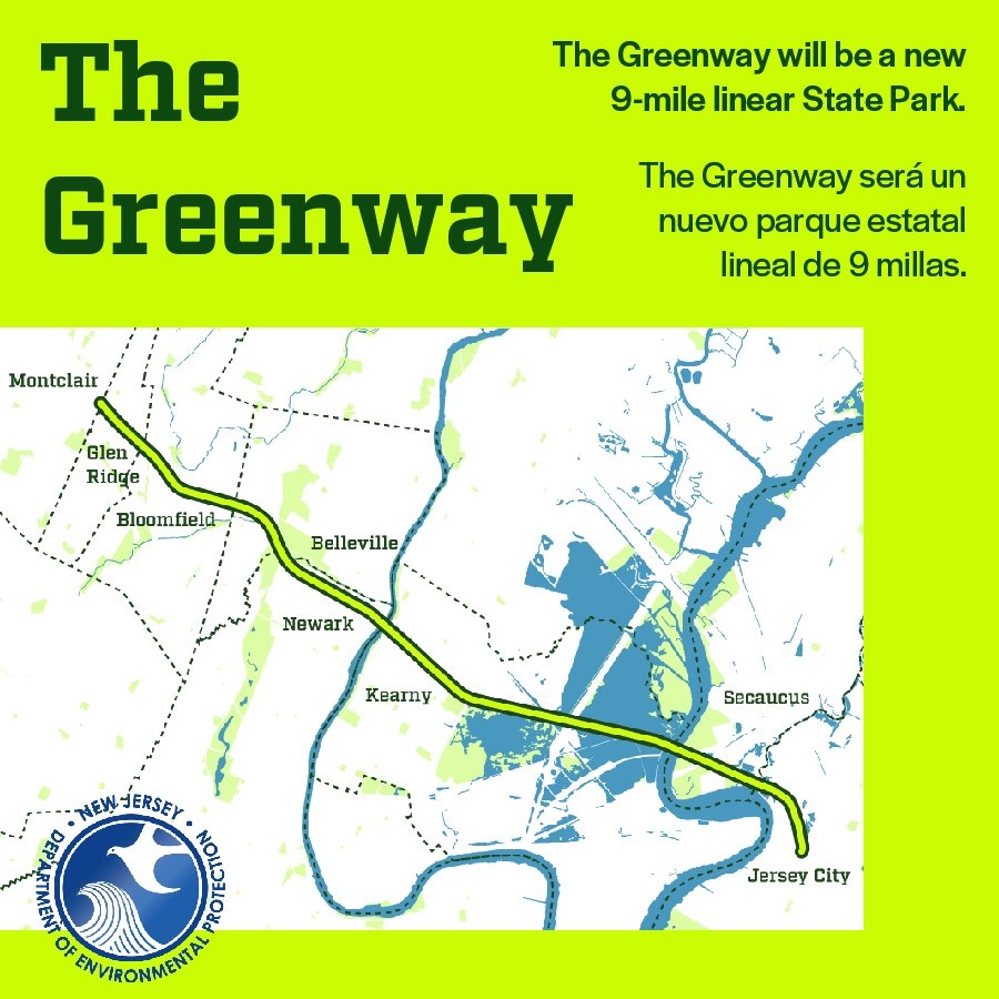 🌿THURSDAY🌿NJ DEP will host a community listening session workshop on The #NJGreenway, NJ's new 9-mile state park, from 3-7 p.m. on the Greenway near Park Elementary School in #Newark.
For more information on the Greenway, visit l8r.it/gm9J
#essexcounty #hudsoncounty