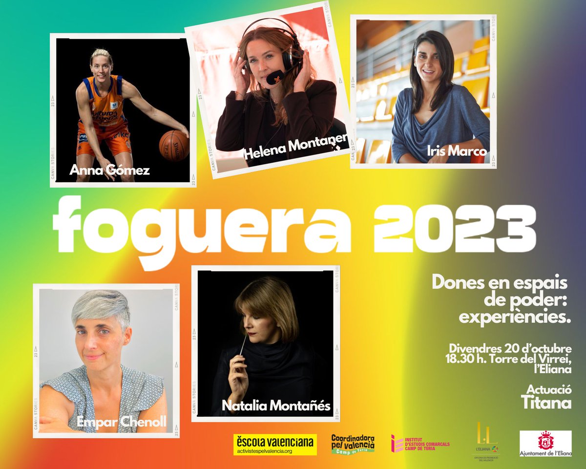 Aquest divendres celebrem el cicle #Foguera a la Torre del Virrei de l'Eliana! 
No t’ho pots perdre! No t’ho penses més i apuntat!
Tindrem unes ponents de categoria!

🗓️ Divendres 20 d'octubre
🕣 18.30 hores

Inscripcions: forms.gle/PefE6LaCq1eq8n…