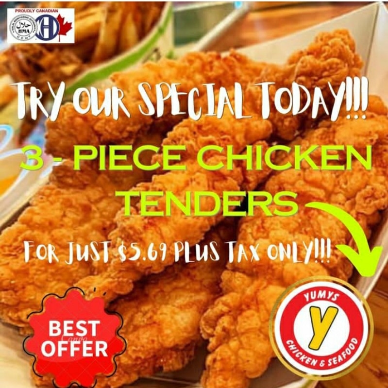 YumysChicken's tweet photo. Enjoy your Monday with Chicken Tenders from Yumys at a special price.
Hand-processed &amp; halal always.
Visit https://t.co/ZuKvF07CHP.

#yumys #halal #hma #blogto #halalto #poutine #friedchicken #foodie #toronto #scarborough #malton #oshawa #brampton #mississauga #biteintothis https://t.co/FM8XnxPBxi