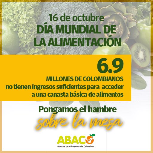 BanAlimenIbague's tweet photo. @Abacocol 👏🏼👏🏼
.
Nos unimos al #diamundialdelaalimentacion porque es un compromiso de todos en la lucha contra la inseguridad alimentaria.👆🏻
.
@abacocolombia @fao 
.
#hambre #inseguridadalimentaria #ibagué https://t.co/uGOw4OSlb0