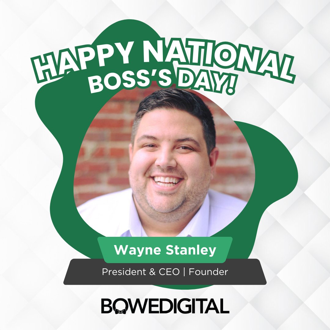 BoweDigital's tweet image. Anyone who knows Wayne knows he sets the standard for great leadership. 👏 

Thank you for being an amazing boss, mentor and friend to us all. 🤗 Happy National Boss's Day! 

#nationalbossesday #bestboss #1boss