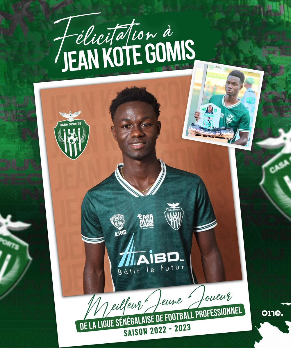 Toutes nos félicitations à Jean Kote Gomis désigné meilleur jeune footballeur sénégalais de la saison #LiguePro #FootSenegal