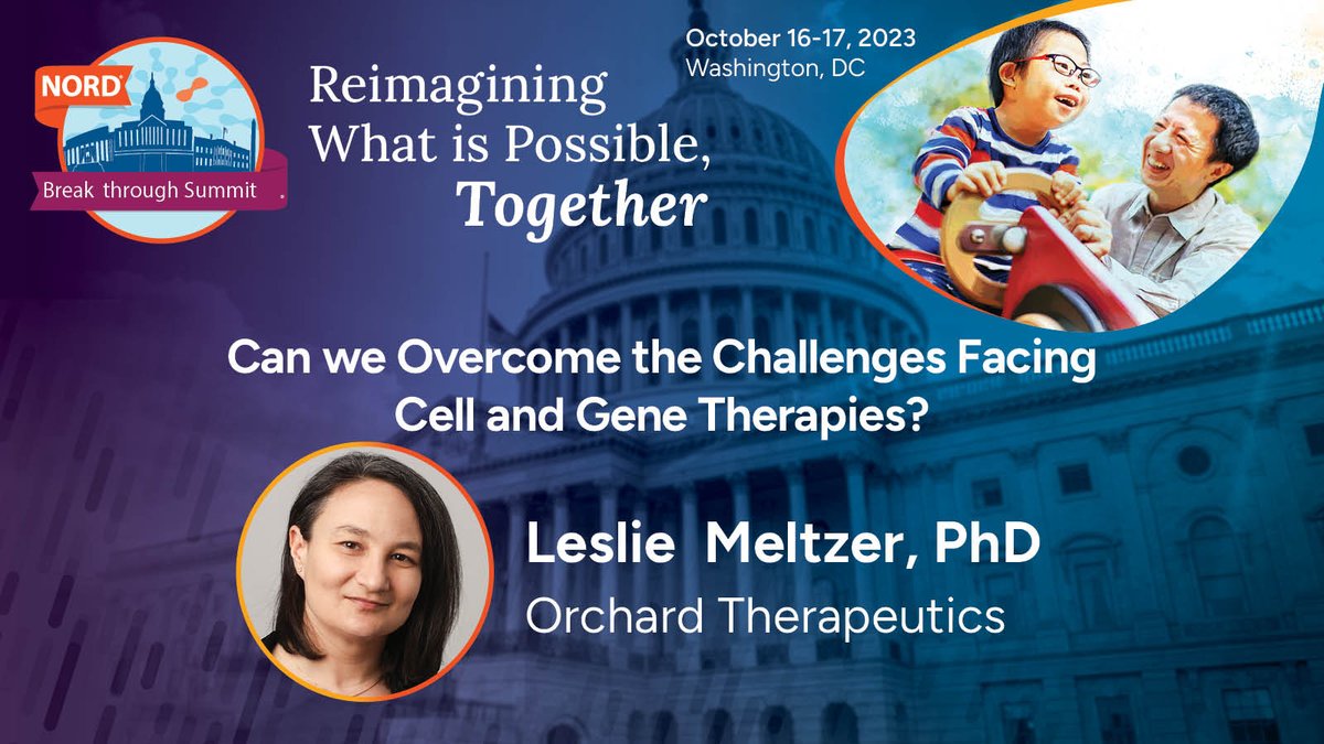 We look forward to joining @RareDiseases at this week’s #NORDSummit where our Chief Medical Officer Leslie Meltzer, Ph.D., will participate in a panel on opportunities in cell and gene therapy. Learn more: nordsummit.org.