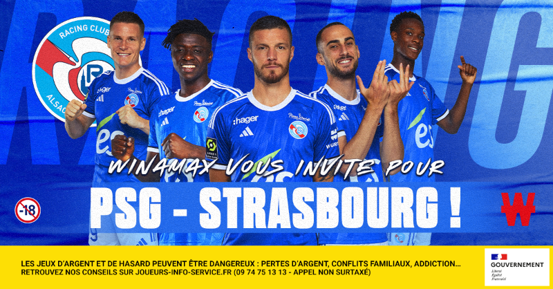 ⚽️ 2 lots de 2 places sont à gagner pour PSG - <a href="/RCSA/">Racing Club de Strasbourg Alsace</a>, samedi à 17h !

🎁 Pour participer : retweetez ce tweet, suivez <a href="/WinamaxSport/">Winamax Sport 🔞</a> et répondez avec votre pseudo Winamax.

👉 Tirage au sort demain à 15h !

📄 Règlement > bit.ly/WinaConcours23