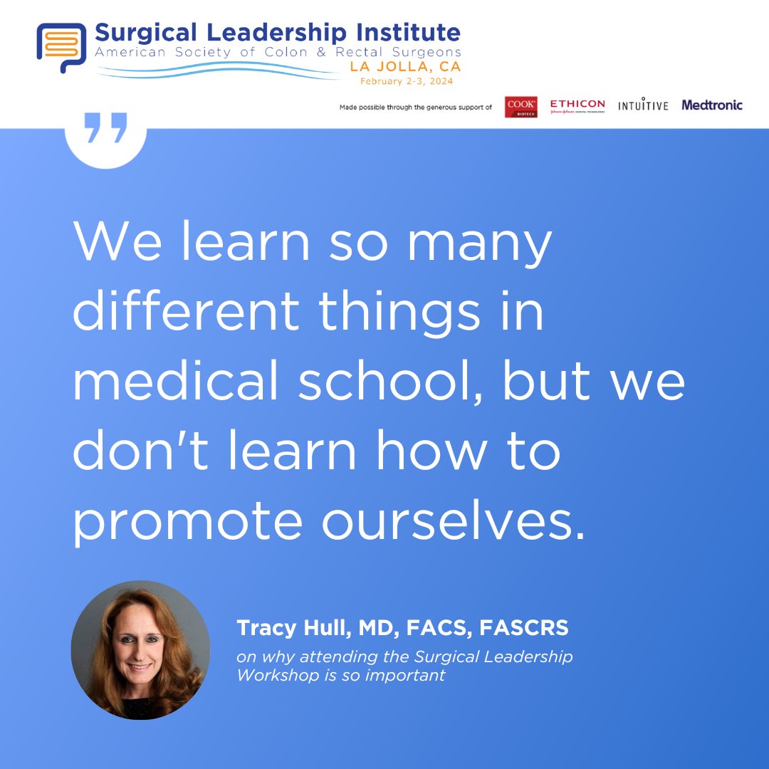 ASCRS_1 (@ascrs_1) on Twitter photo Becoming a leader in our field goes beyond just knowledge. As <a href="/drtracyhull/">Tracy Hull</a> says, the art of self-promotion is not something they teach you in medical school.
Join us at our SLI workshop in La Jolla, CA to gain the wisdom you need to become a leader 🚀 fascrs.org/my-ascrs/educa… Becoming a leader in our field goes beyond just knowledge. As <a href="/drtracyhull/">Tracy Hull</a> says, the art of self-promotion is not something they teach you in medical school.
Join us at our SLI workshop in La Jolla, CA to gain the wisdom you need to become a leader 🚀 fascrs.org/my-ascrs/educa…