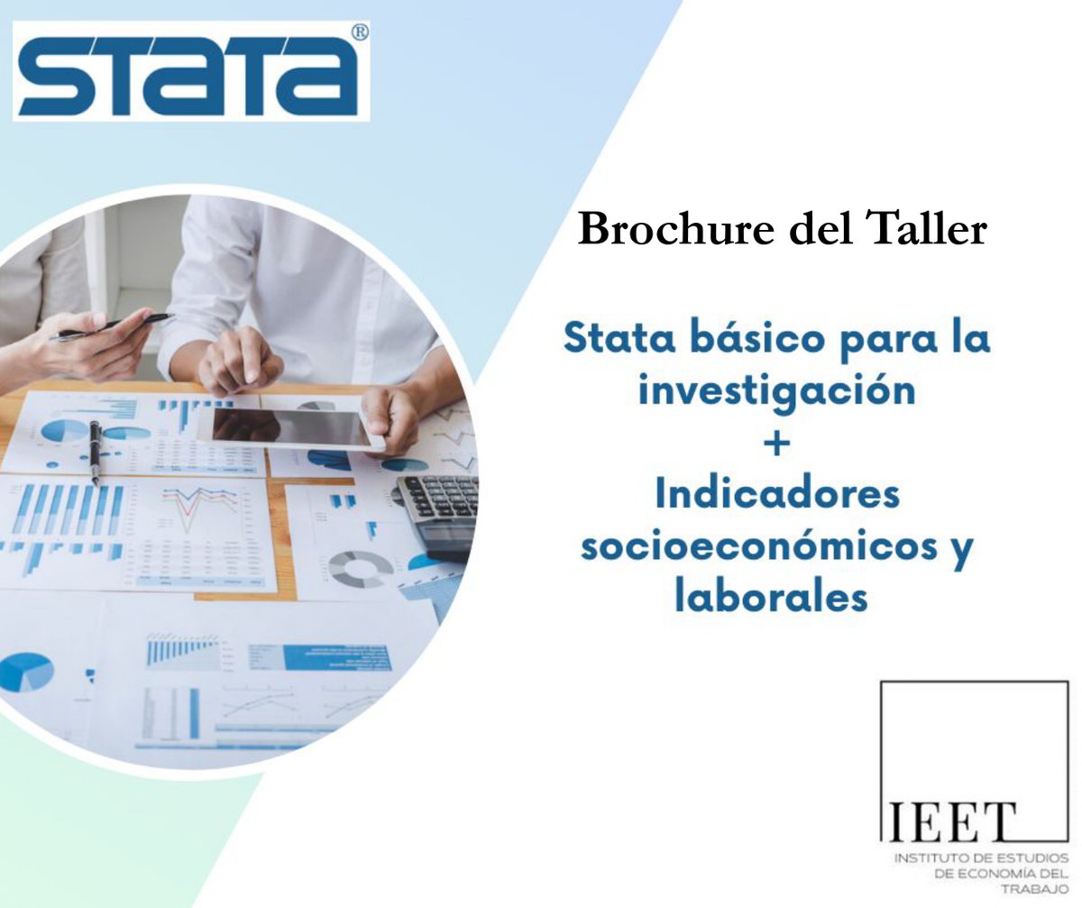 IeetLaboral's tweet photo. Te invitamos a revisar el brochure de nuestros talleres para este 2023! 
Brindaremos los talleres de Stata básico para la investigación y el de Indicadores socioeconómicos y laborales (recomendamos llevarlos en conjunto).
Comparte para que la información llegue a más personas! 👉 https://t.co/p6ur9MinM2