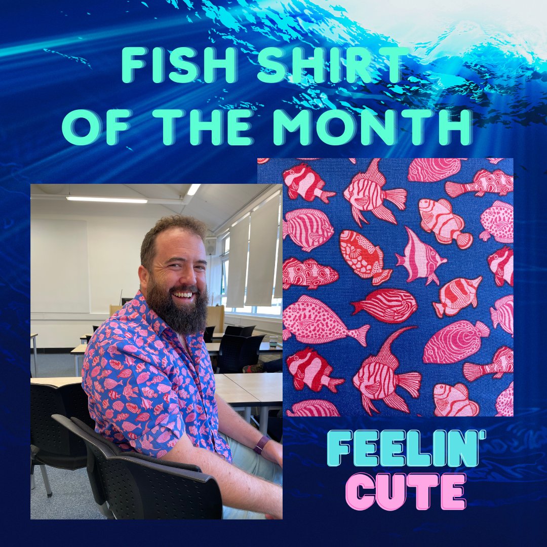 Fish scientists have the best 🐟🐡shirts and 🐠🦈 accessories. We will therefore crown a #FishShirtoftheMonth. Send us your best shirts or accessories!! Christopher @buzzgoatley wins the October edition with this fintastic shirt!