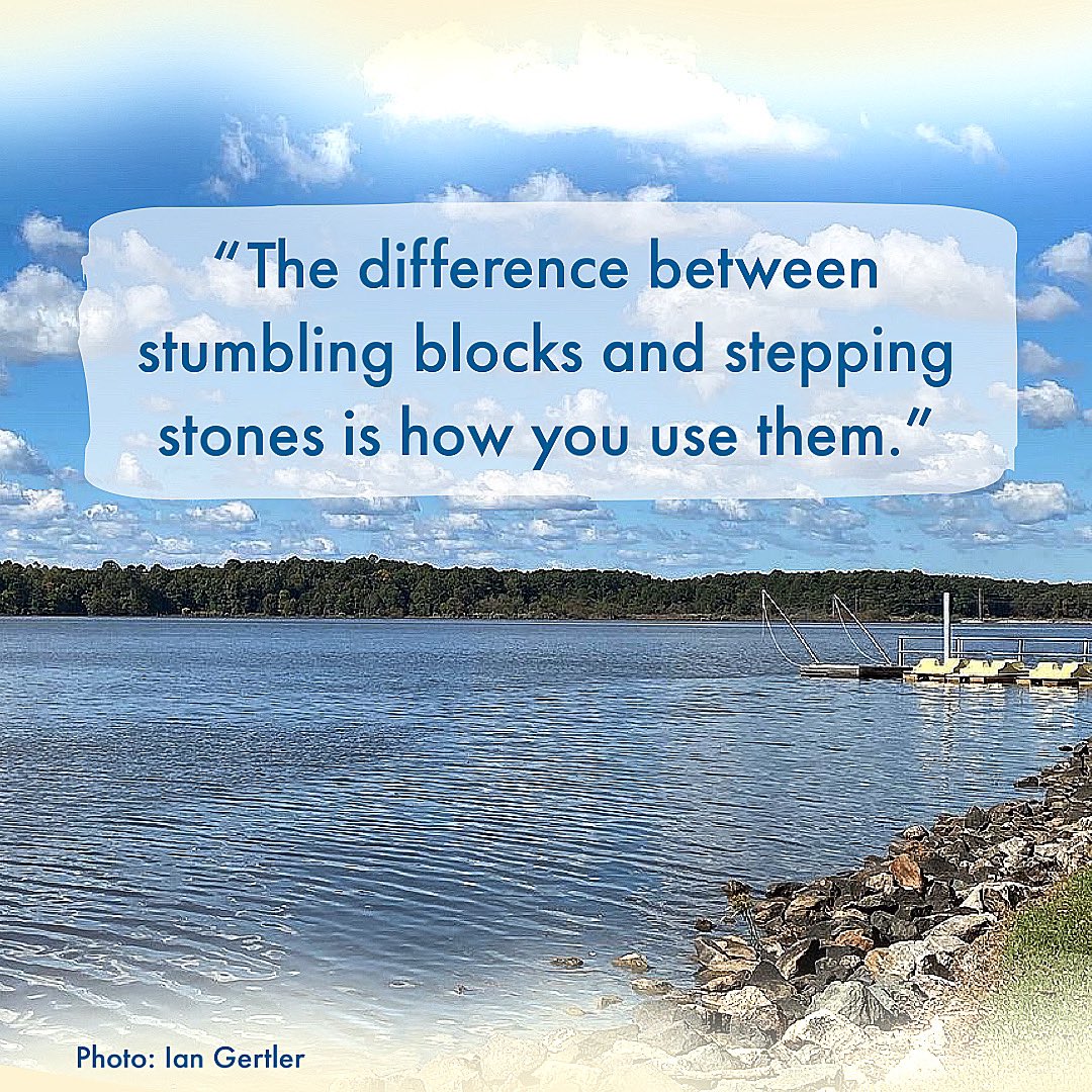 'The difference between stumbling blocks and stepping stones is how you use them. (Unknown) #MondayMotivation #inspiration #kindness