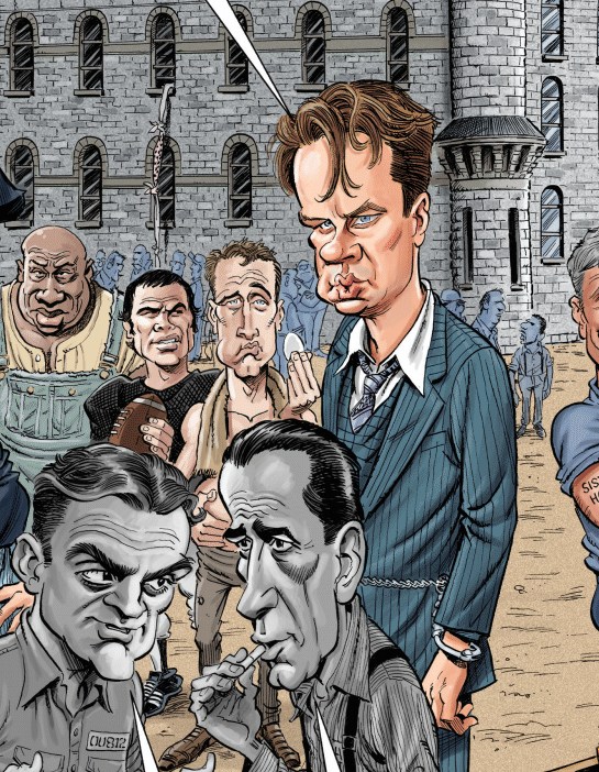 Happy 65th birthday to actor Tim Robbins!

"The Shawshank Redemption" is one of 12 favorite old movies parodied in the all-new book CLAPTRAP. Tom Richmond drew it, and I wrote it.

CLAPTRAP is being printed right NOW, and you can order it at Tom's website!
tomrichmond.com/store/