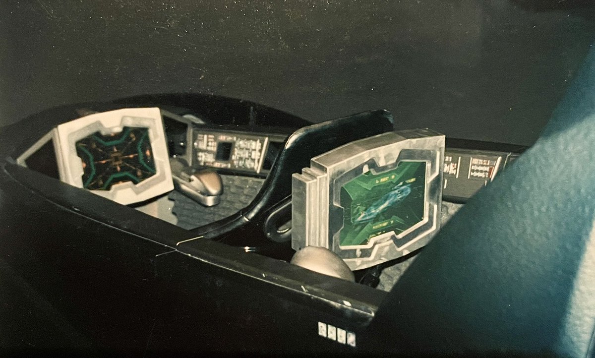 #StarTrek Nemesis: BTS (my set pics), of the Reman Scorpion which Picard and Data “borrow” to escape.  We installed practical video screens providing a visual control interface. Cooler and easier than buttons which would be more difficult to figure out  as one was trying to flee.