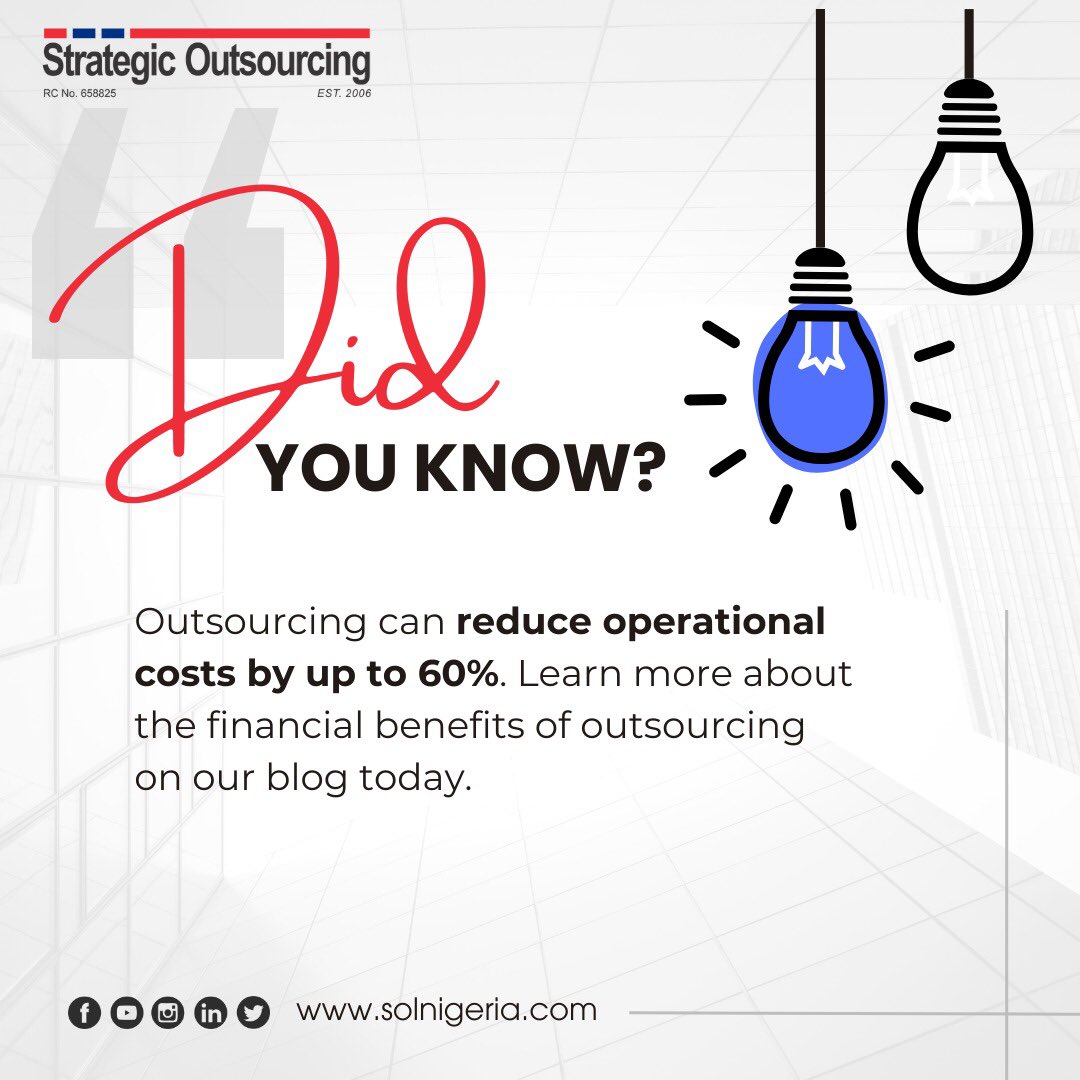 Unlock cost-saving opportunities with our outsourcing services. Visit our blog for insights and tips. Blog Link : solnigeria.com/blog #BusinessEfficiency #businessowners #ceo #outsourcing #outsourcingsolution #humanresources #humanresourcesmanager #employers #trending