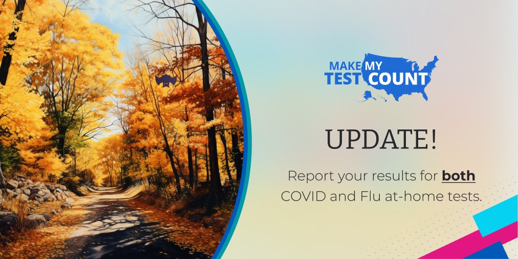 MakeMyTestCount's tweet photo. #ICYMI: This #Fall you can report your #COVID ➕ #Flu test results at #MakeMyTestCount!   

Report your test result: https://t.co/Mdeh8WudnA https://t.co/hIHrEdjBH4