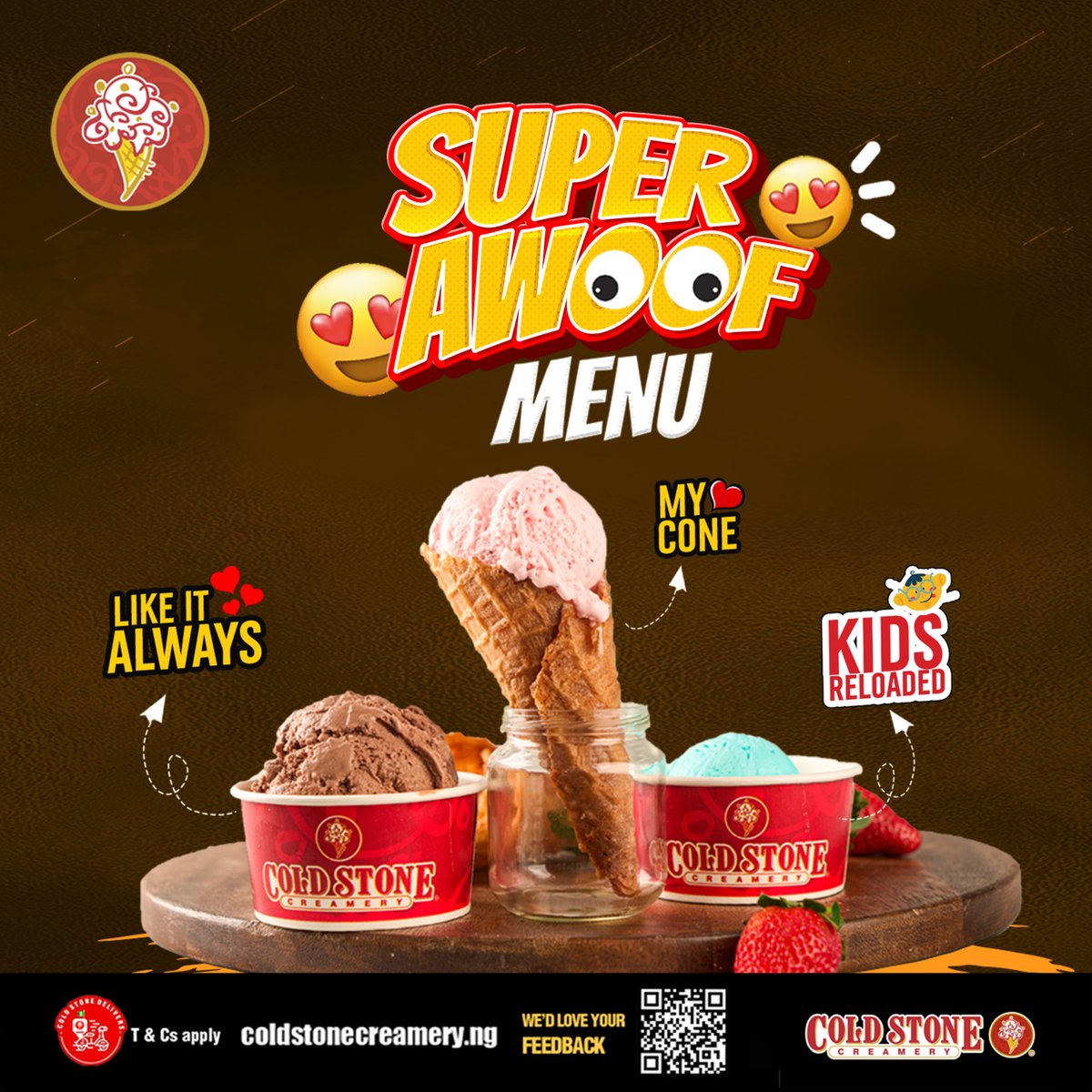 Indulge in our SUPER AWOOF MENU🤩! Embark on a flavor-fueled adventure that will tantalize your taste buds and ignite your cravings like never before! 🍨 LIKE IT ALWAYS 🍦 MY CONE 🍨 KIDS RELOADED 🍦🎉 You don’t want to snooze on these Amazing Deals. What are you waiting…