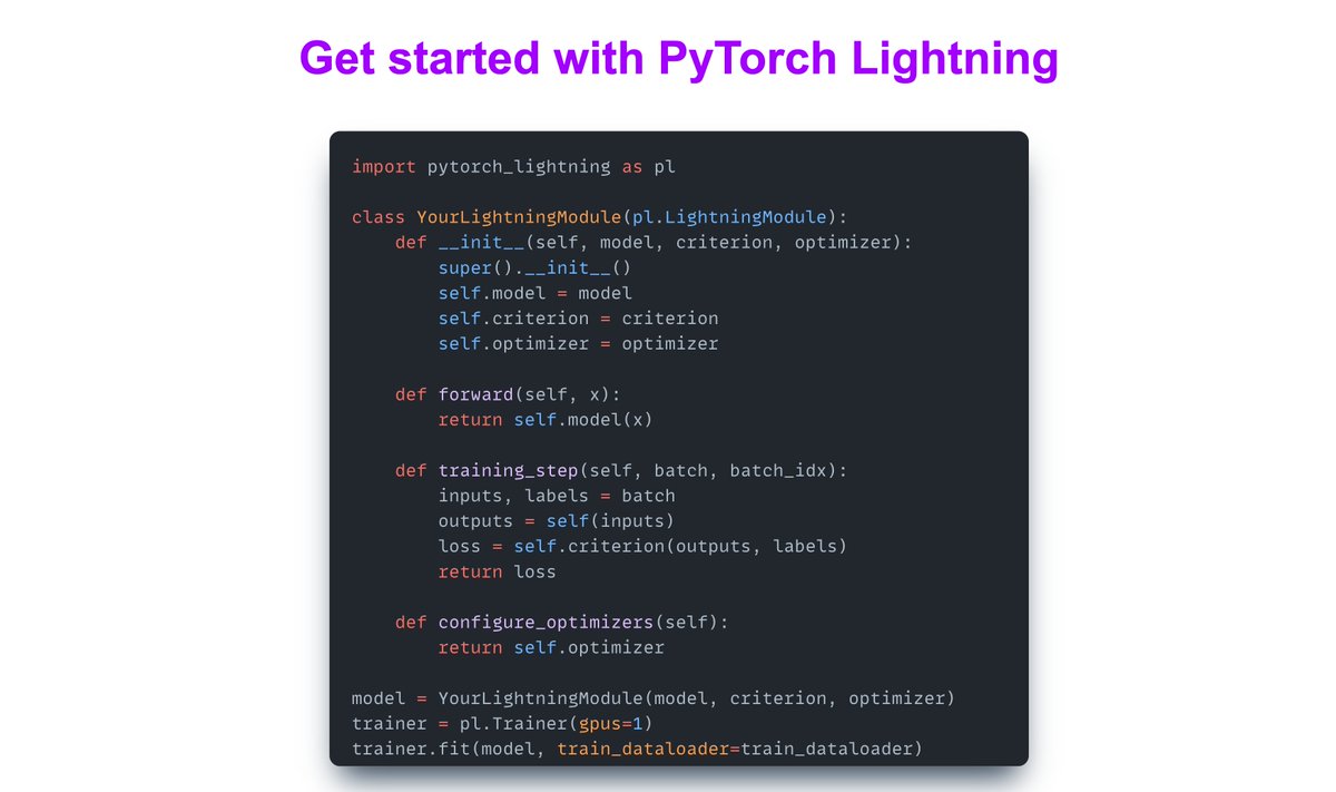 LightningAI's tweet image. Simplify your deep learning projects and supercharge your research using PyTorch Lightning.

Learn how ⚡ lightning.ai/pages/communit…

#PyTorch #PyTorchLightning #DeepLearning
