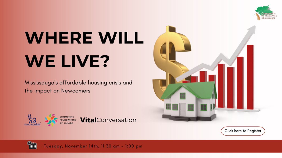 Where will we live? 
Introducing the 3rd session of our Vital Conversation Series on Mississauga’s affordable #housingcrisis and the impact on newcomers, on November 14th, 2023, sponsored by ⁦@NovoNordiskCA⁩ 
Registration is now open on cfofm.org/vital-conversa…