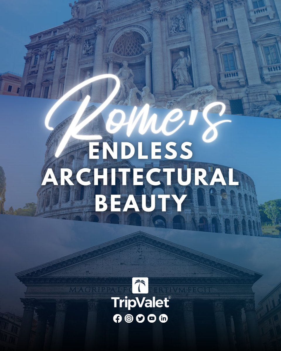 trip_valet's tweet photo. ✨ Exploring Rome's Endless Architectural Beauty ✨ Wandering through the ancient streets of Rome is like stepping back in time. From the iconic Colosseum to the intricate details of the Pantheon, this city is a treasure trove of architectural marvels. 🇮🇹🏛️ https://t.co/knm5C0W9VD
