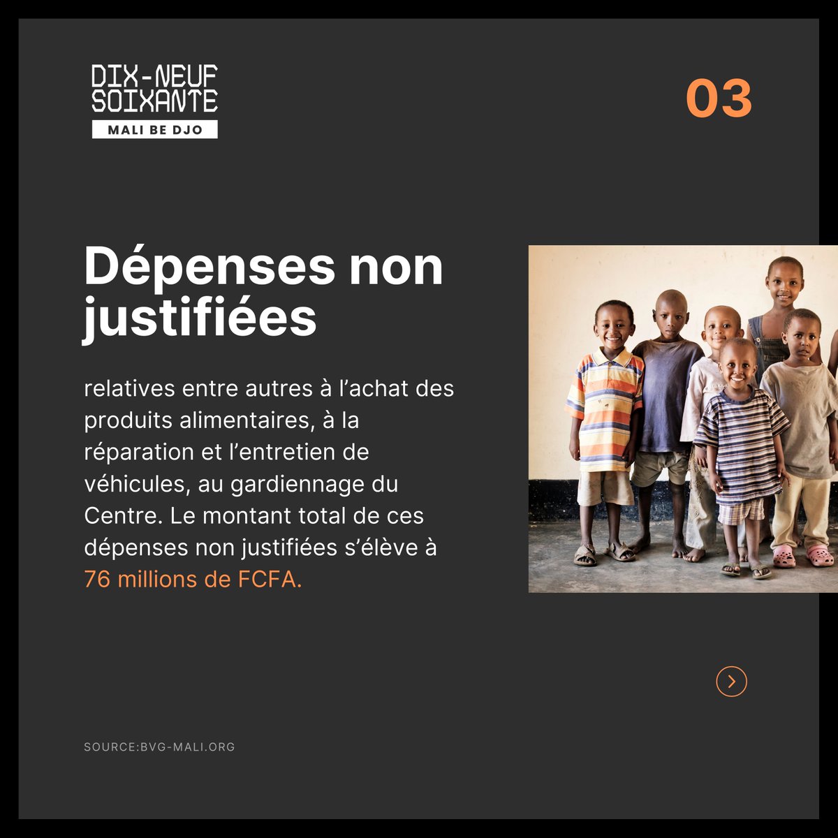 Dans un nouveau rapport du <a href="/BVG_MALI/">BUREAU DU VÉRIFICATEUR GÉNÉRAL DU MALI</a>, il a été révélé qu'une somme de 300 millions de FCFA a été détournée ou mal gérée en 4 ans au niveau de la "Pouponniere" de Bamako.

Pendant que certains y vont pour faire des dons quotidiennement, d'autres en profitent pour vider le compte