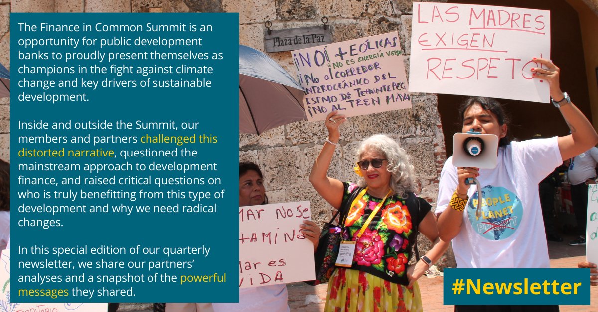 Last month, over 40 Coalition’s members and partners joined the @FinanceInCommon summit in Cartagena. Check this newsletter to read their critiques to FICS & learn how they used this opportunity to speak out & share their powerful messages👇 rightsindevelopment.org/news/newslette…