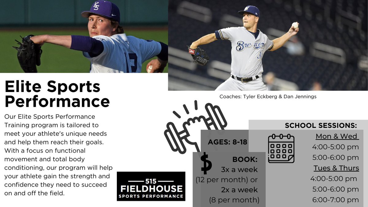 Check out our Elite Training Sessions! Designed for all athletes to improve their game while they're in season or preparing during the off-season, specialized programming is designed to meet you where you're at! Book today under "Elite Sessions" 515fieldhouse.ezfacility.com/Package
