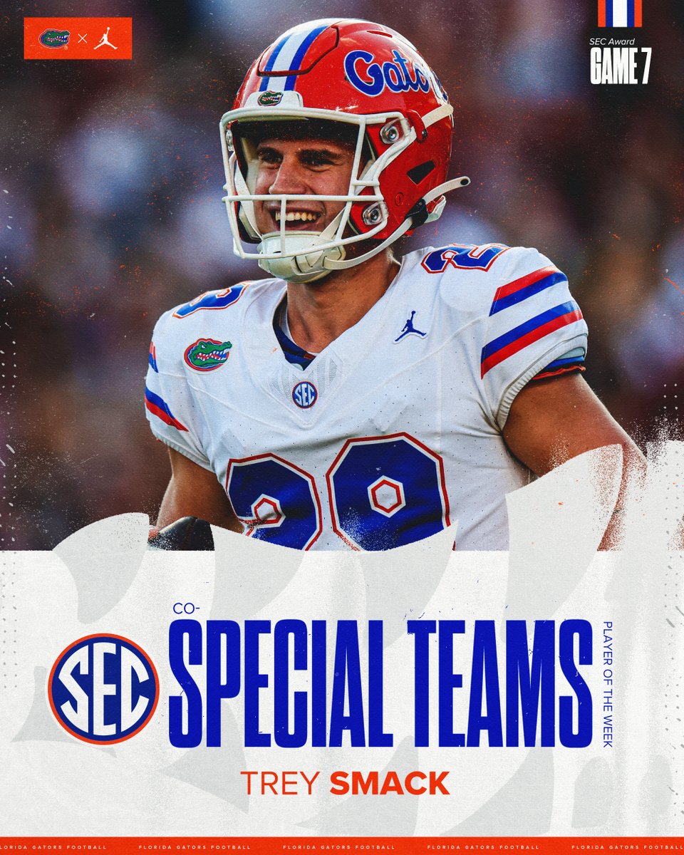Florida Gators Football (@gatorsfb) on Twitter photo Congrats to <a href="/GrahamMertz5/">Graham Mertz</a> and <a href="/smack_trey/">Trey Smack</a> on earning SEC Player of the Week Honors. 🐊
#GoGators | #jOURney Congrats to <a href="/GrahamMertz5/">Graham Mertz</a> and <a href="/smack_trey/">Trey Smack</a> on earning SEC Player of the Week Honors. 🐊
#GoGators | #jOURney