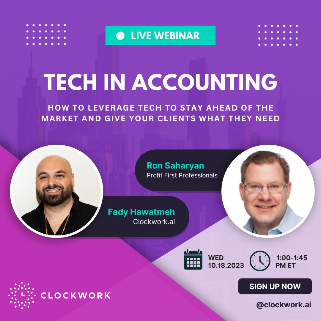 ⏰ LAST CALL: Join us for the ultimate tech deep dive on 10/18 and discover how to leverage the disruptive new tech on the scene. Don't let it catch you off guard! 

Register now: bit.ly/46hFEs5

#profitfirstprofessionals #accounting #advisoryservices