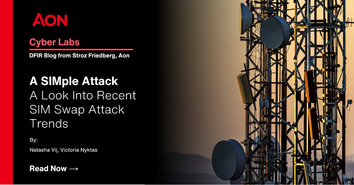 Stroz Friedberg has observed a recent uptick in #SIMswapping as a method for account takeover. In our latest blog, "A SIMple attack", we explore this trend and how organizations can lower their risk of a successful attack.

Read here: aon.com/cyber-solution…

#StrozFriedberg