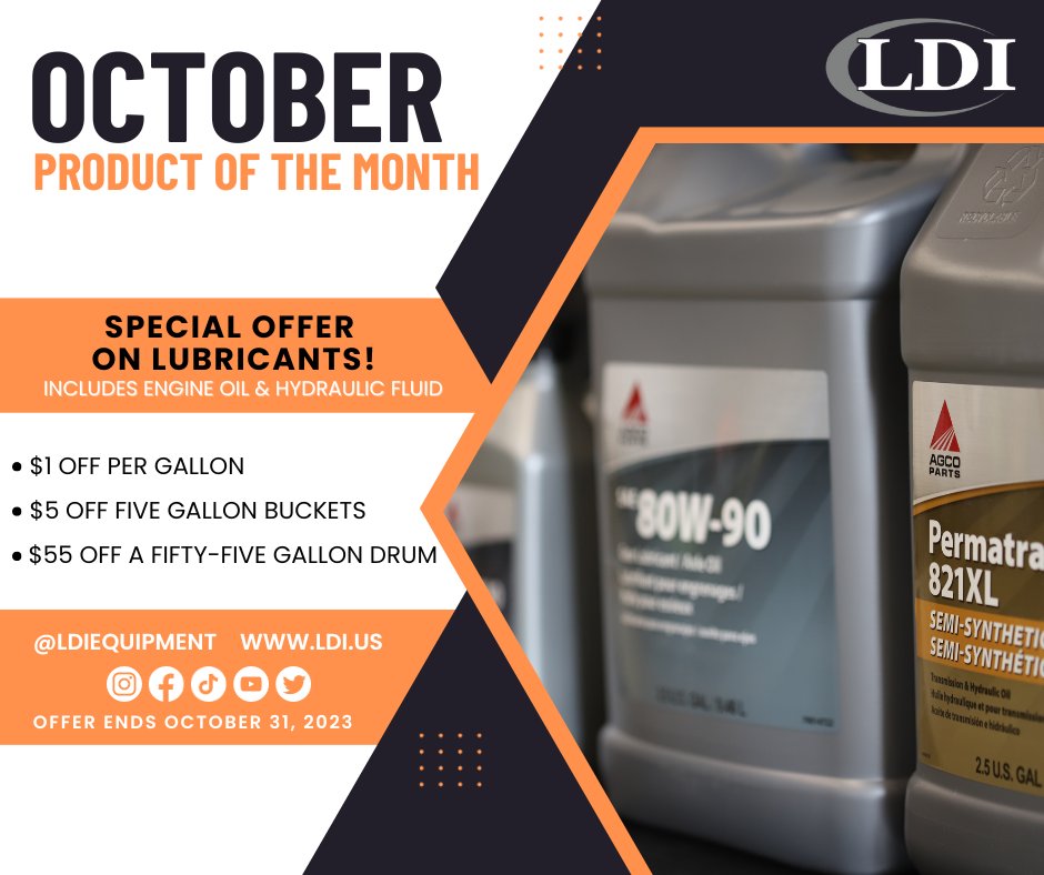 Fall into savings with our October Product of the Month! Treat your equipment to quality lubricant while enjoying $1 off a gallon! 🍁🌽💰 #WeAreLDI #ProductOfTheMonth ldi.us