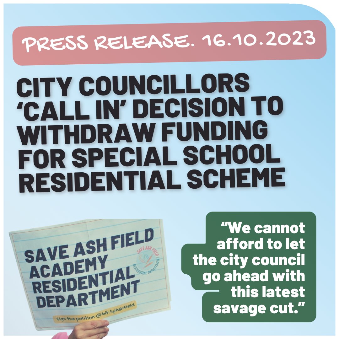 “We will continue to fight tooth and nail to retain this funding. Our communities are at breaking point and we cannot afford to let the city council go ahead with this latest savage cut.”

DM us for press contacts 

#AshFieldAcademy #AshFieldResi