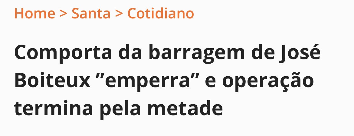 José Boiteux: comporta de barragem emperra e operação não é