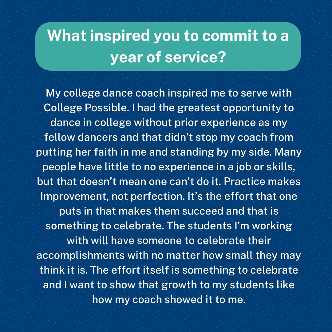 CollPossibleOMA's tweet image. It's Member Monday! Let's meet Lizbeth, a college access coach at Omaha South High. Lizbeth is committed to empowering students and celebrating their achievements, no matter how big or small. #AmeriCorps #CollegePossible #MemberMonday