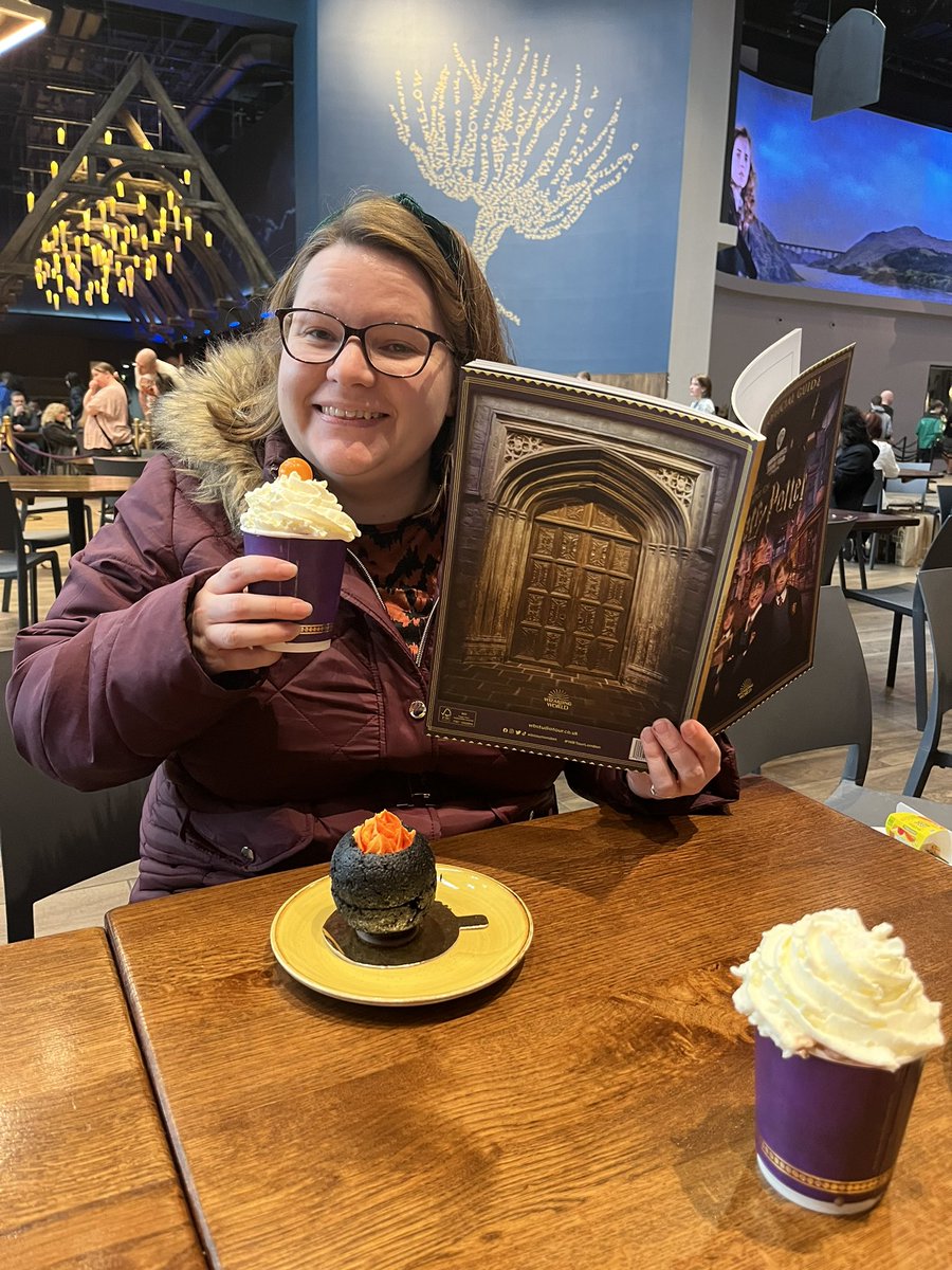mrsfraserphs's tweet photo. Today, @PHSLibrary6 I was caught reading while having a hot chocolate and a cauldron cake at the Harry Potter studios. #phscaughtreading Also sampled some butter beer, but had to put my book away for that one! https://t.co/3GqjkFpDVS