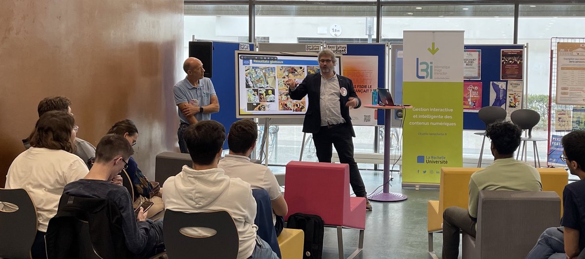 ComixSuite (@comixsuite) on Twitter photo For the 32nd edition of <a href="/FeteScience/">Fête de la science</a> 🔬 @GeoComix presented its #AI Research work on #comics as part of its joint laboratory with <a href="/L3i_LaRochelle/">L3i, La Rochelle Université, France</a> 💬 #FDS2023
A partnership that has already lasted for over a decade! 🤝
Want to find out more? 👉 geocomix.com/technology/lab… For the 32nd edition of <a href="/FeteScience/">Fête de la science</a> 🔬 @GeoComix presented its #AI Research work on #comics as part of its joint laboratory with <a href="/L3i_LaRochelle/">L3i, La Rochelle Université, France</a> 💬 #FDS2023
A partnership that has already lasted for over a decade! 🤝
Want to find out more? 👉 geocomix.com/technology/lab…