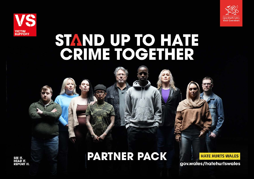 Hate has no place in Wales.
No one should tolerate hate.
Let's stand up to hate crime together.
Report it and get support.

#hatehurtswales #casinebynbrifo 
gov.wales/hate-hurts-wal…