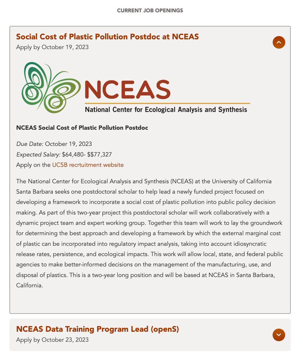Only a few more days to submit your application to be our new postdoc in plastic pollution! Join our dynamic team and investigate the social costs of plastics to help policymakers 🙌 Salary ~64-77k. UCSB is an EOE including disability/vets. buff.ly/46bV155 #scipol