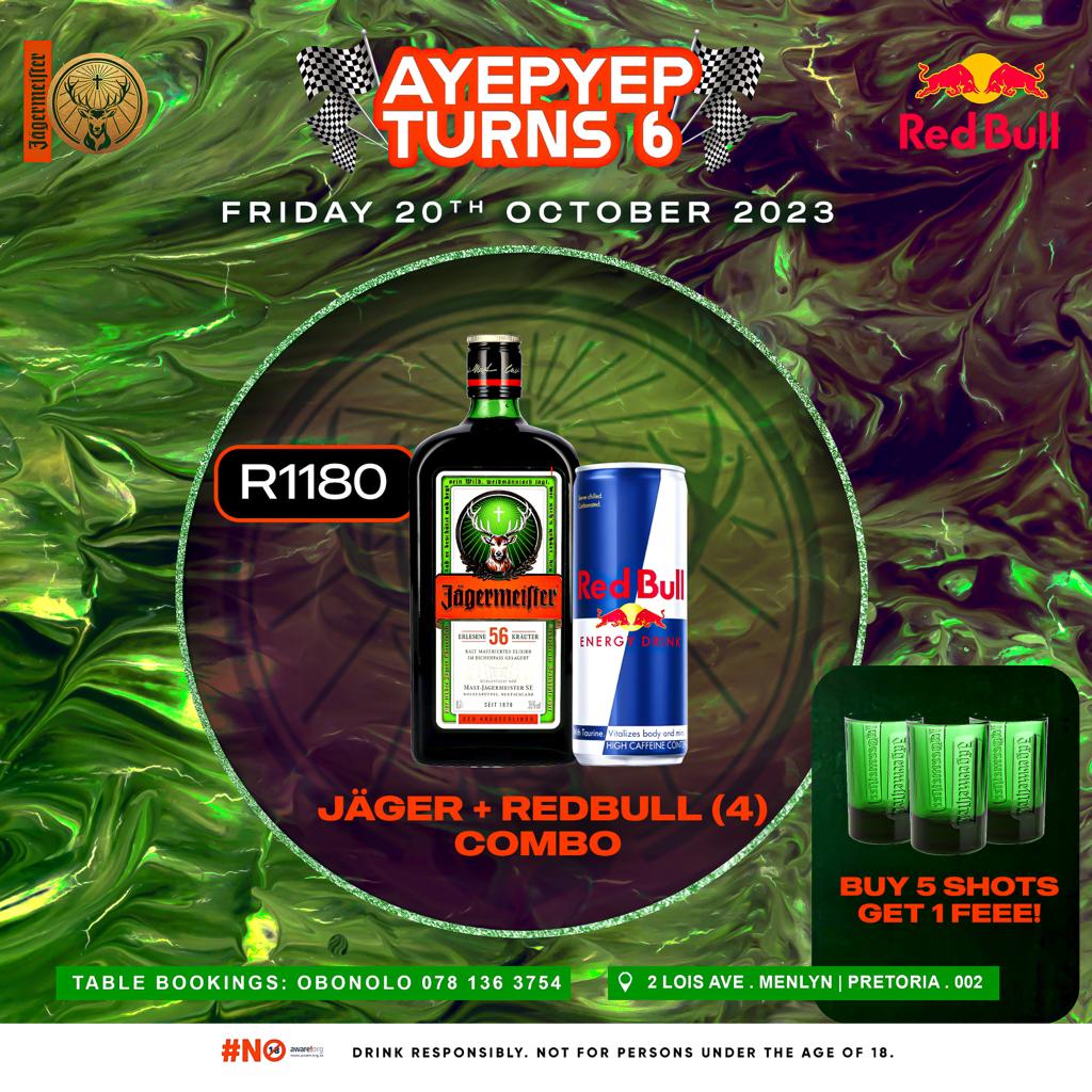 The celebration starts on Friday with <a href="/jagermeistersa/">Jägermeister South Africa</a>, and <a href="/RedBullZA/">Red Bull South Africa 🇿🇦</a>  will elevate your night and give you wings