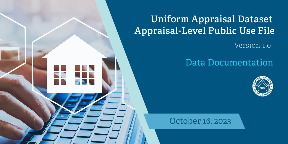 Today, FHFA released the Uniform Appraisal Dataset Appraisal-Level Public Use File on a nationally representative 5-percent random sample of single-family appraisal records associated with mortgages acquired by @FannieMae and @FreddieMac. #FHFAStats fhfa.gov/Media/PublicAf…