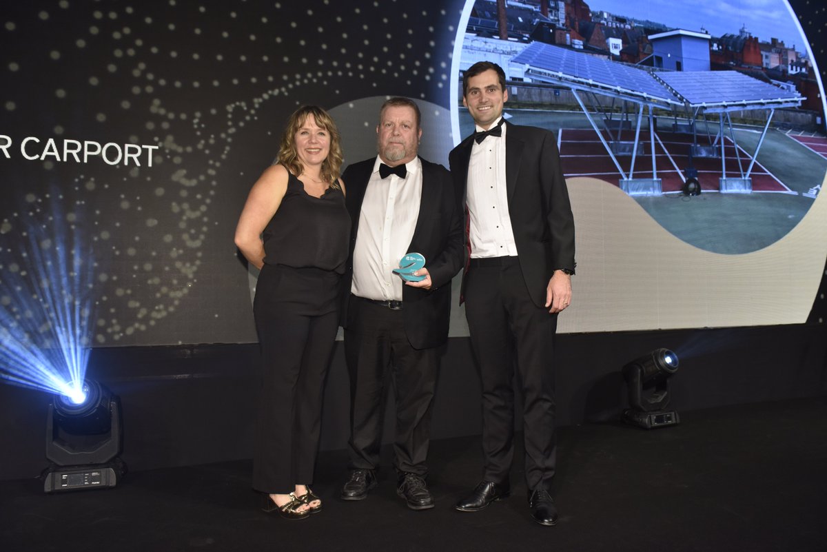 PolysolarPV's tweet image. Polysolar&apos;s proud to announce its prestigious win in the &apos;Energy Project of the Year–Public&apos; category at the Energy Awards 2023. Awarded to for our groundbreaking Multistorey Carpark Solar Carport project in partnership with @Leicester_News #solarenergy  #carport