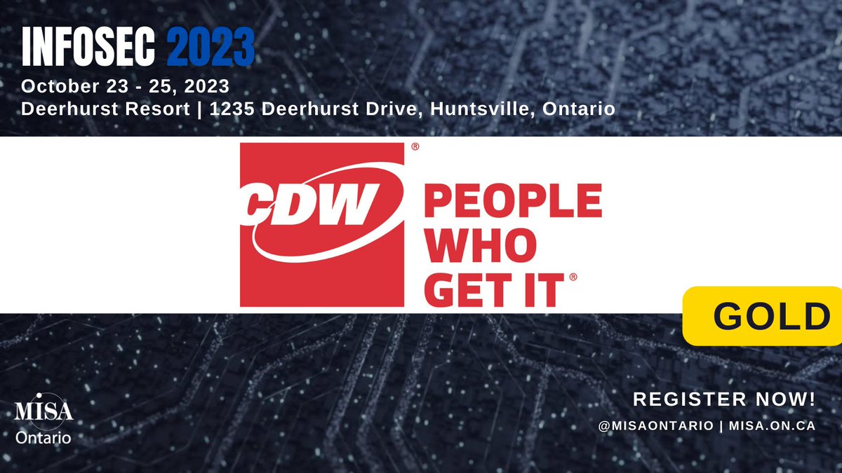 MISAOntario's tweet image. Thank you, #InfoSec2023 Gold Sponsor, @CDWCanada. Your support allows us to bring our community together. Attend Ontario&apos;s Premier Municipal Cybersecurity Conference! Learn More: ow.ly/cfAB50PVlQv

#OnMuni
#CSAM
#LocalGov
#CyberSafety
#MunicipalIT
@misaontario