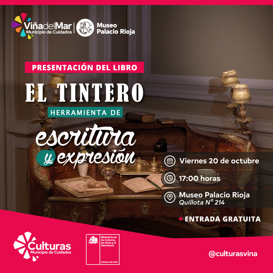 Con esta publicación histórica el Departamento de Cultura a través de su Museo Palacio Rioja, pone en valor una significativa donación de tinteros, plumas, abrecartas y publicaciones afines, que el municipio recibió para compartir con la comunidad viñamarina.