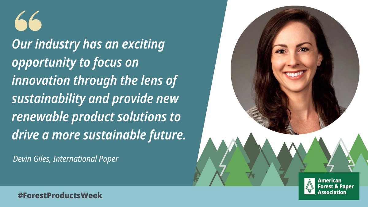 AF&PA (@forestandpaper) on Twitter photo Forest products help our circular economy and provide new renewable product solutions. Devin Giles from <a href="/IntlPaperCo/">International Paper</a> believes our industry has an exciting opportunity to focus on innovation through the lens of sustainability. #ForestProductsWeek Forest products help our circular economy and provide new renewable product solutions. Devin Giles from <a href="/IntlPaperCo/">International Paper</a> believes our industry has an exciting opportunity to focus on innovation through the lens of sustainability. #ForestProductsWeek