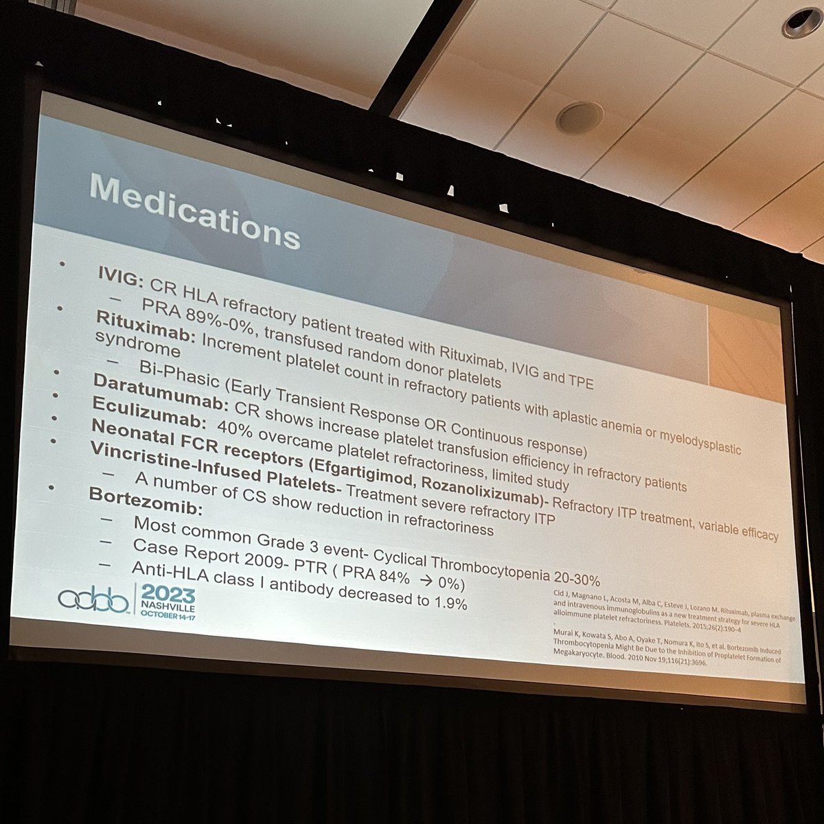 KreuterMD's tweet photo. Dr. Christenson at #AABB23 highlights that “HLA Matched” can mean many things, additional platelets means the patient takes additional risk, and novel strategies to support these challenging patients. https://t.co/o1rEoq4LoV