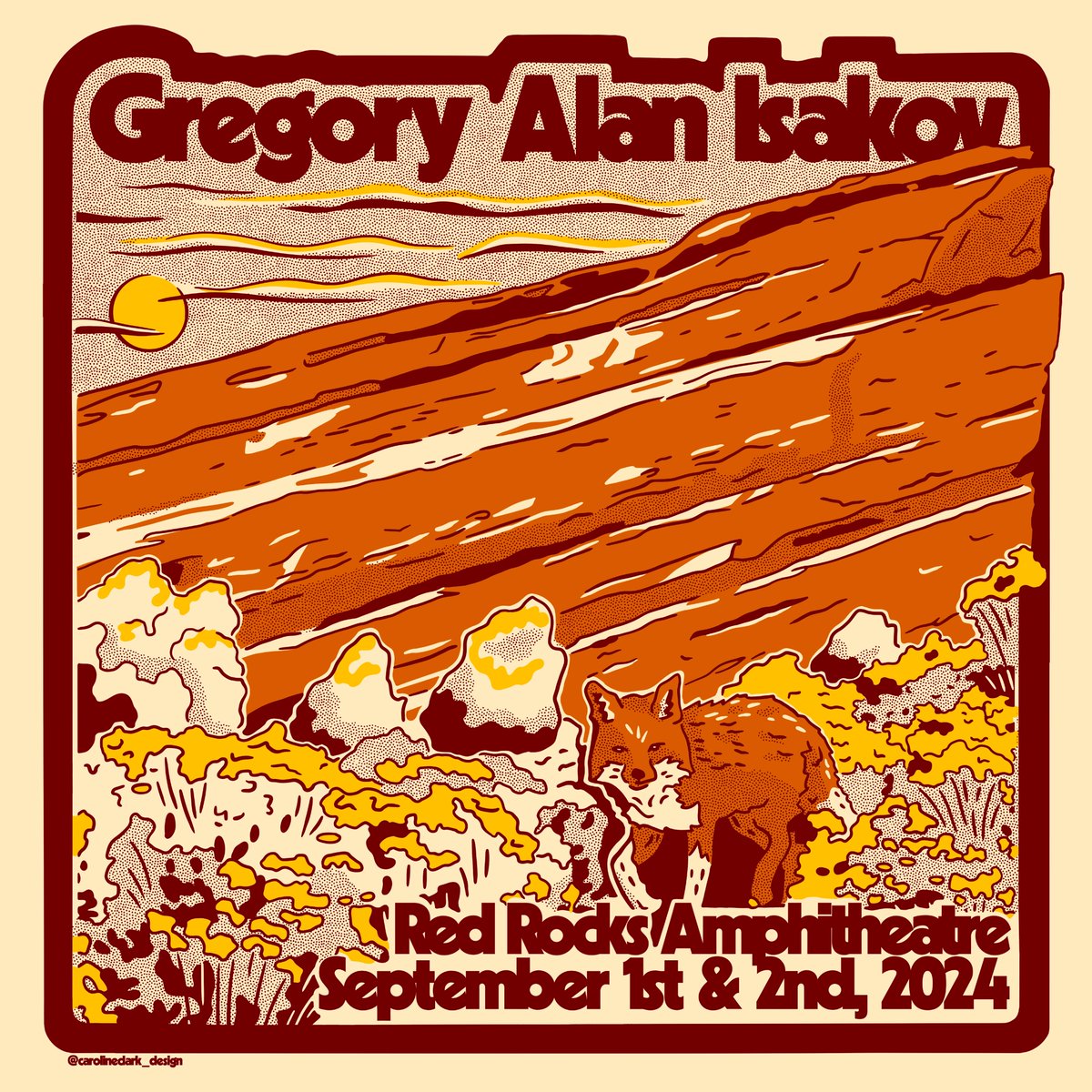 announcing two nights at our beloved Red Rocks Amphitheatre September 1st & 2nd next year. tickets go on sale this Friday. to register for Thursday's pre-sale: psale.co/G7wAYbo artwork by Caroline Clark @RedRocksCO @AEGPresentsRM